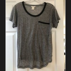 Club Monaco Tee with Faux Leather Trim